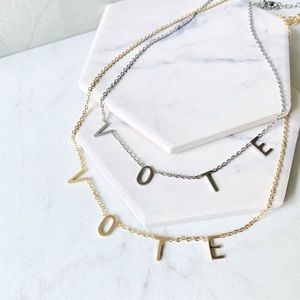 VOTE Necklace, gold, silver, or rose gold